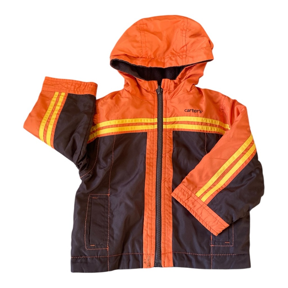Carter's Vibrant Orange and Brown Zip- Up Hooded Jacket